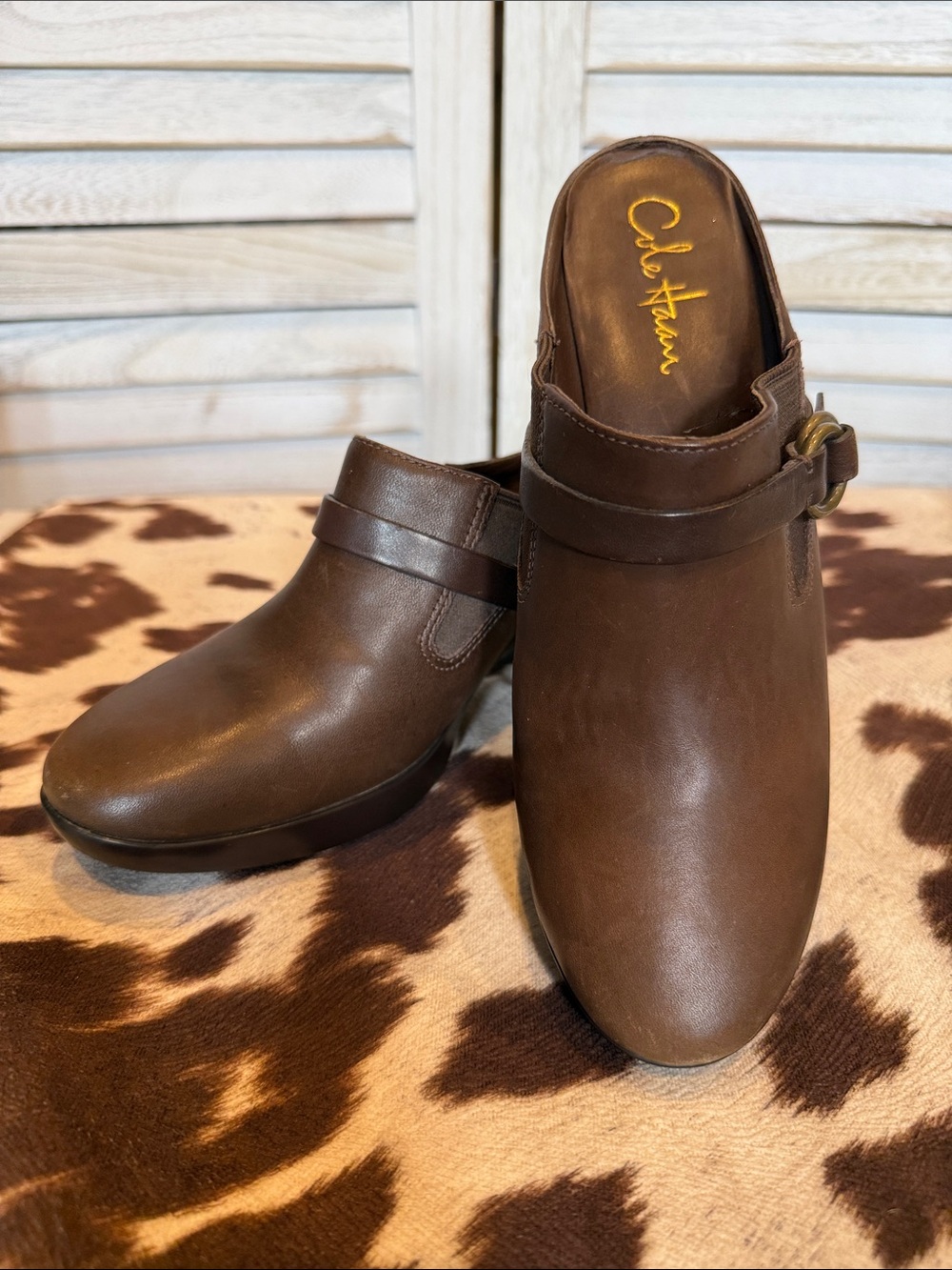 Cole Haan Air Shelly Brown Leather Slip-On Mule Clogs Size 8B